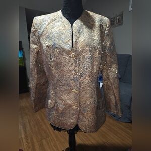 Kay Unger Gold and Silver Brocade Blazer